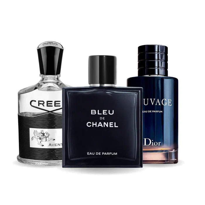 BLACK FRIDAY Combo de 3 Perfumes: Creed AVENTUS, Chanel BLEU DE CHANEL y Dior SAUVAGE 100ml